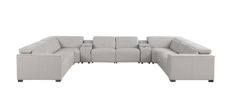 1208 - 10 Piece U Shaped Leather Sectional With 4 Power Recliners & Power Headrest