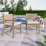 Outdoor Acacia Wood Patio Dining Armchair (Set of 2) - R&R Furniture Gallery (Fountain Valley, CA)