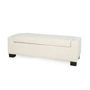 Noble House textured fabric ottoman bench with hinged lid, soft upholstery, and sturdy wooden legs for versatile seating and storage.