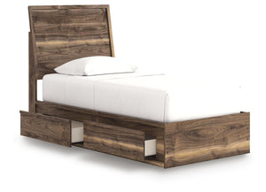 Chirason - 3 Pc. - Twin Panel Bed With Storage, Dresser And Mirror - Brown