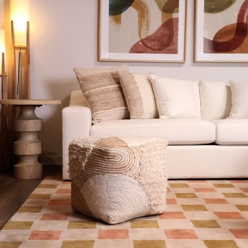 Emmeline - Pouf - Natural And Ivory