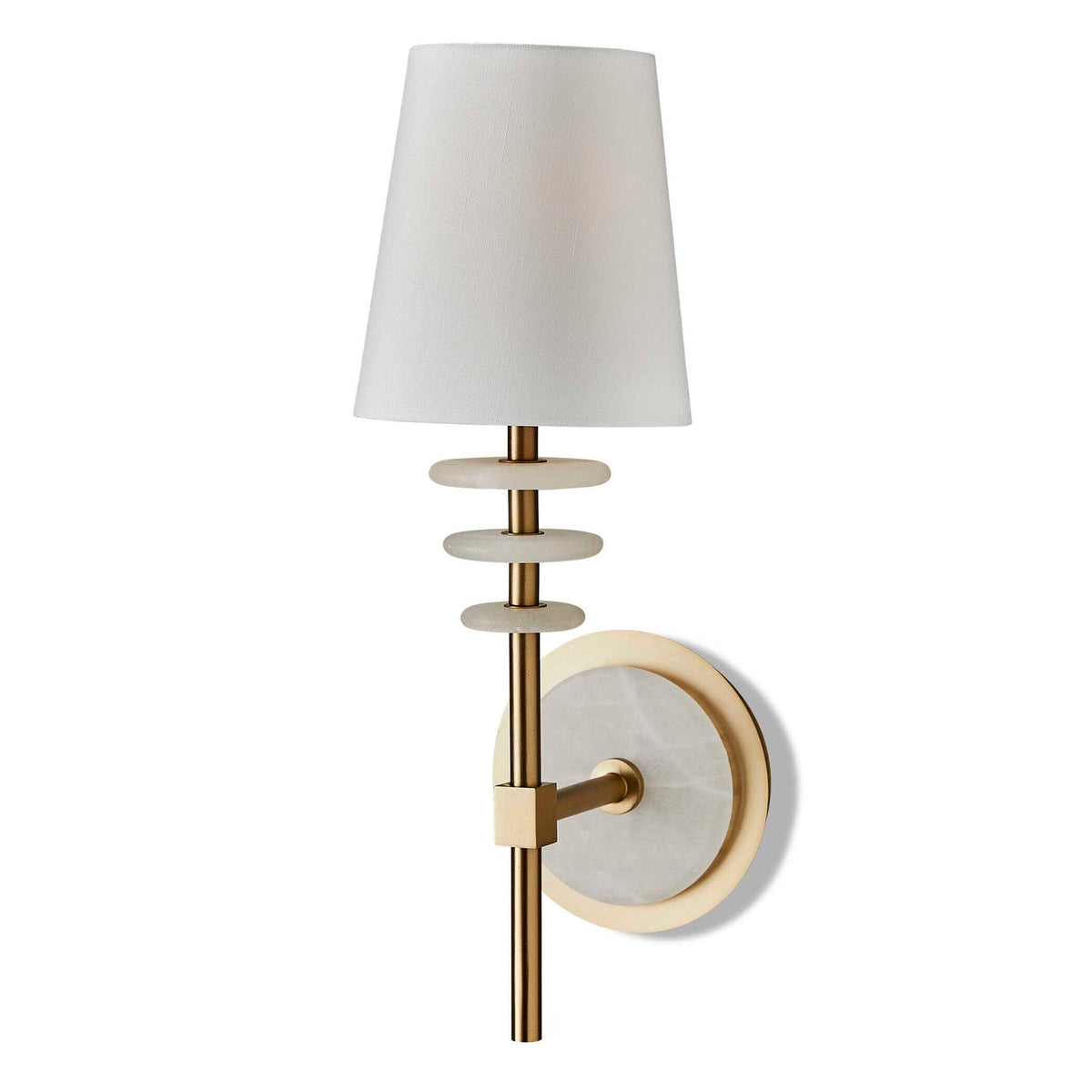 Alabaster Torch - 1 Light Sconce - Brass / White