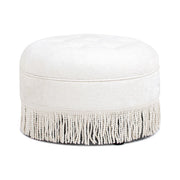 Yolanda - Round Upholstered Accent Ottoman - Almond White - R&R Furniture Gallery (Fountain Valley, CA)