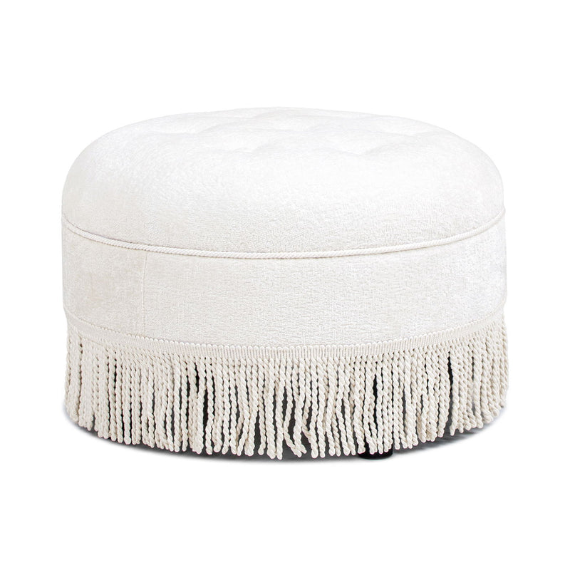 Yolanda - Round Upholstered Accent Ottoman - Almond White - R&R Furniture Gallery (Fountain Valley, CA)