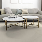 Zaidee - Nesting Table Set - Natural Marble Top & Nickel - R&R Furniture Gallery (Fountain Valley, CA)