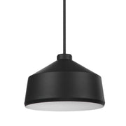 Uttermost Holgate 1-light black pendant light with a sleek, modern design hanging from a ceiling fixture.