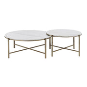 Zaidee - Nesting Table Set - Natural Marble Top & Nickel - R&R Furniture Gallery (Fountain Valley, CA)