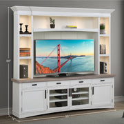 Americana Modern - TV Console with Hutch, Backpanel and LED Lights - R&R Furniture Gallery (Fountain Valley, CA)