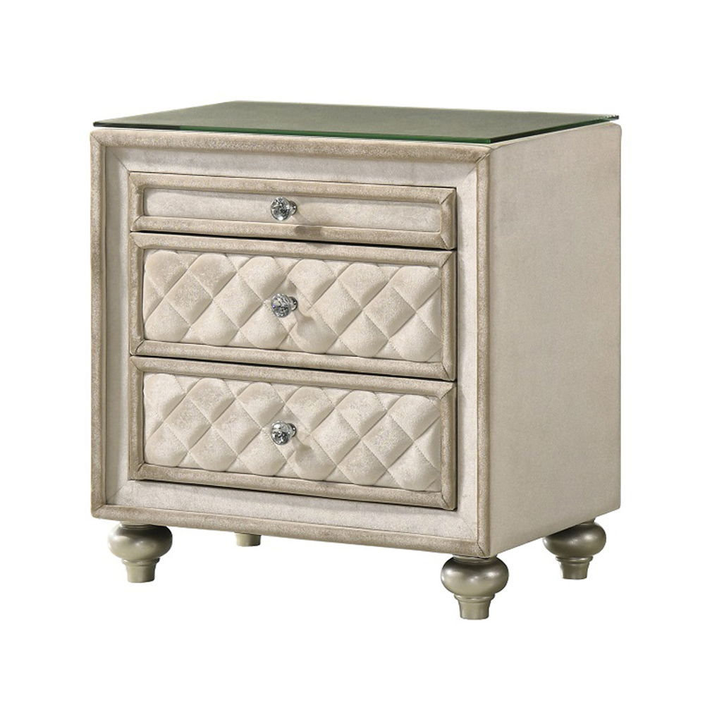 Lucienne - Nightstand - Beige Velvet