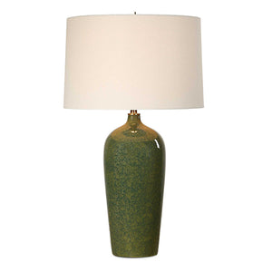 Table Lamp - Dark Green & Beige
