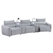 Fullar - LAF Modular Power Motion Recliner - Light Gary Chenille - R&R Furniture Gallery (Fountain Valley, CA)