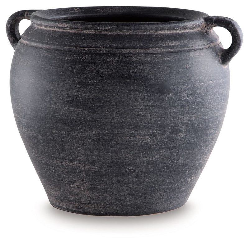 Signature Design by Ashley 9-inch Meadie vase with a sleek, modern design in neutral tones, perfect for home decor.