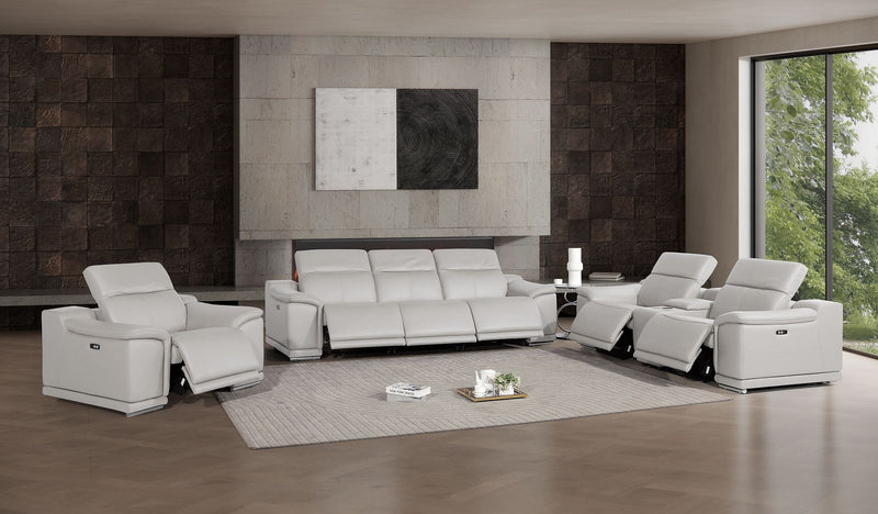 2679 - Power Reclining Sofa, Console Loveseat & Chair Set In Genuine Leather (6 Recliners)