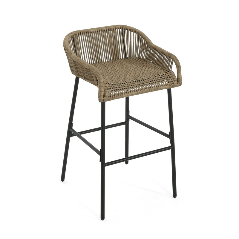 La Push - Outdoor Rope Barstool (Set of 2) - Black / Brown - R&R Furniture Gallery (Fountain Valley, CA)