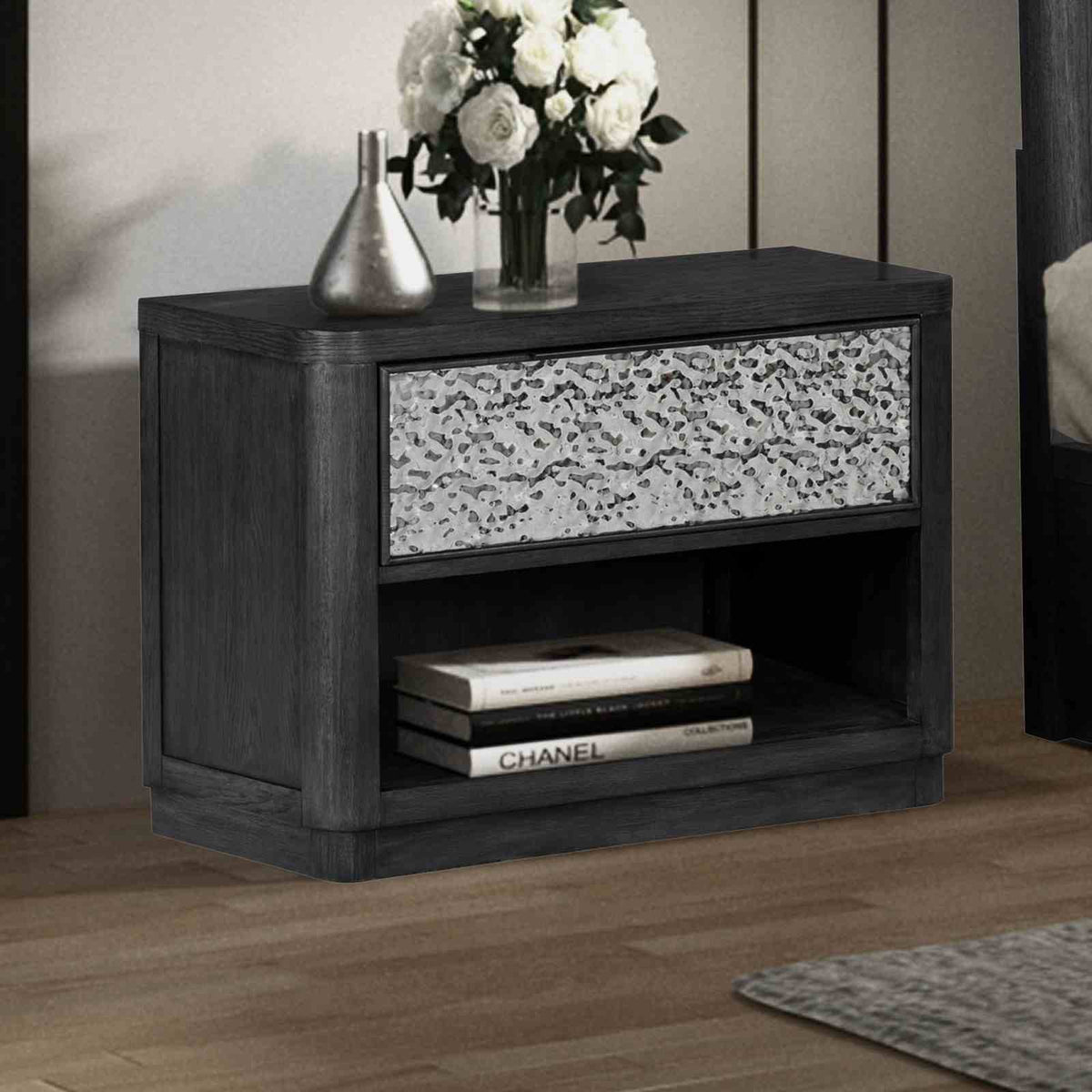 1-Drawer Nightstand w/ USB A- C, Ash Gray - FM79001ES-N1