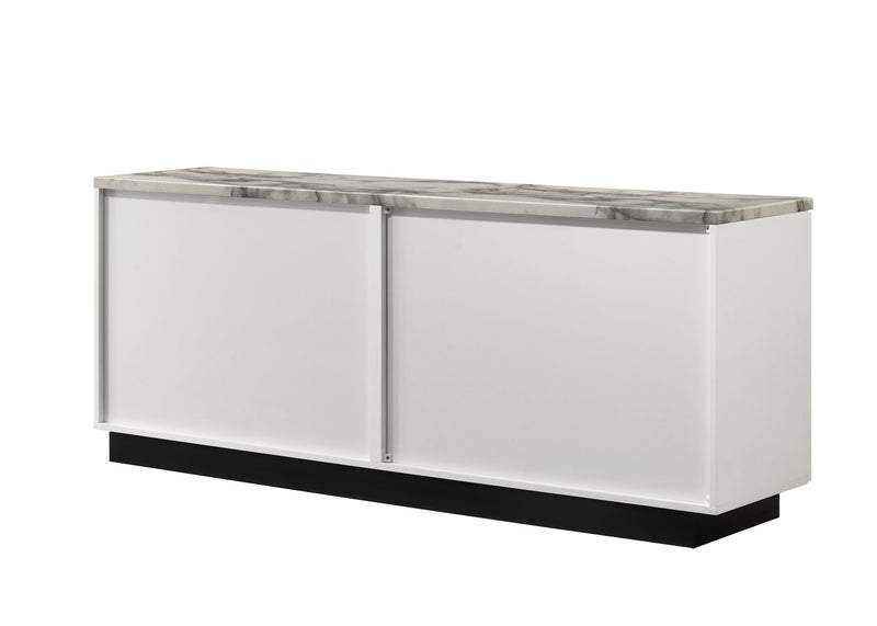 Matilda - Cabinet Console Table With White Faux Marble Top - White - R&R Furniture Gallery (Fountain Valley, CA)