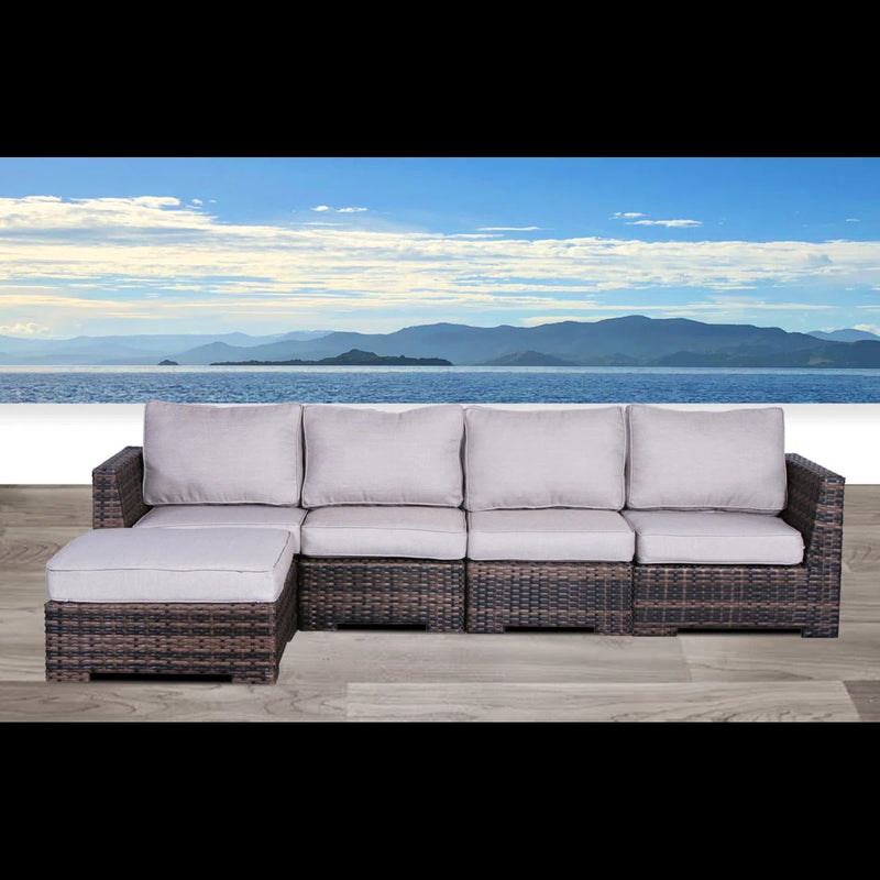Wide Patio Sectional With Cushions - Brown - R&R Furniture Gallery (Fountain Valley, CA)