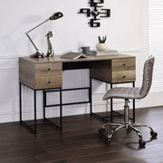 Desirre - Writing Desk With USB - Rustic Oak & Black - R&R Furniture Gallery (Fountain Valley, CA)