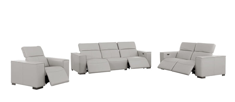 1208 - Leather Reclining Set (Sofa, Loveseat & Chair With 5 Power Recliners)