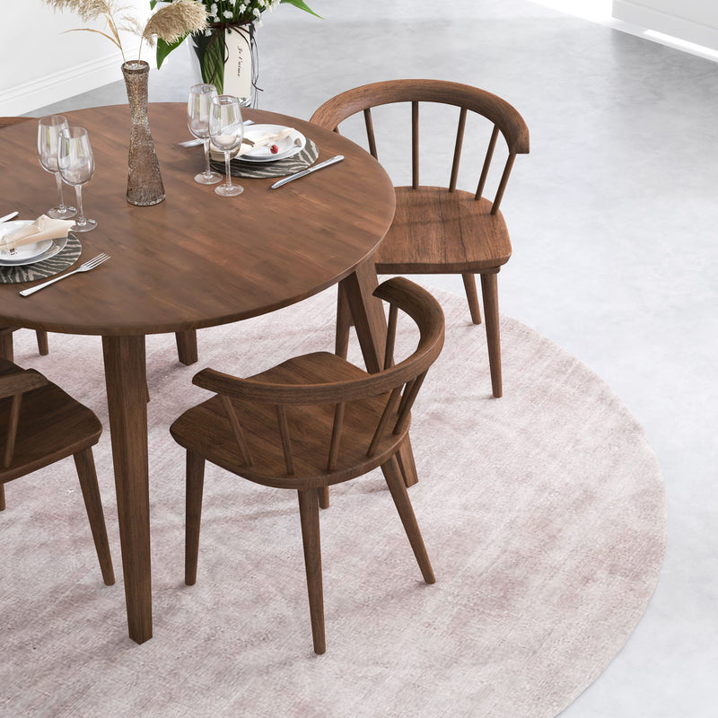Pair of Ashcroft Furniture Kingsley brown dining chairs set, showcasing modern wooden design with cushioned seats for comfortable dining.