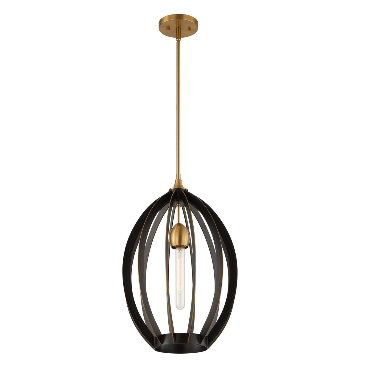 Darby - 1 Light Architectural Oval Pendant - Bronze / Black