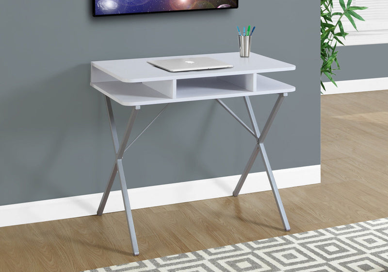 Computer Desk For Home Office, Laptop, Storage Shelves, Modern Convenient Design - White - R&R Furniture Gallery (Fountain Valley, CA)