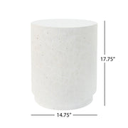 Outdoor Terrazzo Concrete Drum End Table, Living Room Accent Table - White Terrazzo - R&R Furniture Gallery (Fountain Valley, CA)