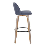 Lumi Source Toriano set of 2 contemporary barstools with fixed height, swivel seat, and round footrest in modern design.