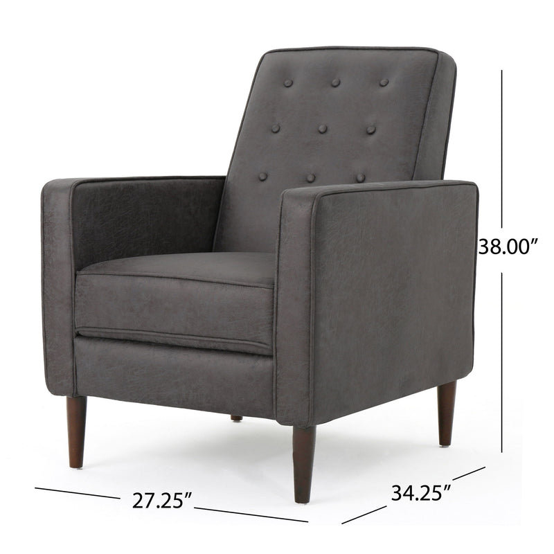 Macedonia - Mid Century Modern Button Tufted Fabric Recliner - Slate - R&R Furniture Gallery (Fountain Valley, CA)