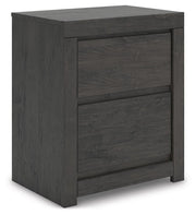 Fraluna - Two Drawer Night Stand - Charcoal - R&R Furniture Gallery (Fountain Valley, CA)