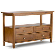 Handcrafted Warm Shaker coffee table by Simpli-Home with a wooden finish and sturdy design for living room decor.