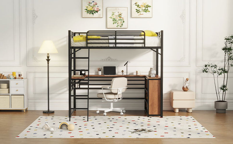 Loft Bed & 3 Layers Of Shelves And L-Shaped Desk - R&R Furniture Gallery (Fountain Valley, CA)