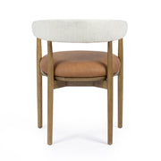 TOV Furniture Vina dining side chair with cognac and cream upholstered seat and wooden legs, modern and stylish design.