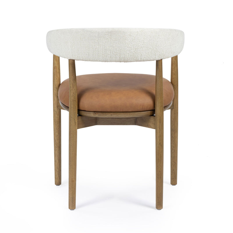 TOV Furniture Vina dining side chair with cognac and cream upholstered seat and wooden legs, modern and stylish design.