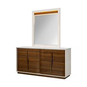 Michael Amini Pavira dresser and mirror set, wooden bedroom furniture with sleek design and spacious drawers, elegant and functional.