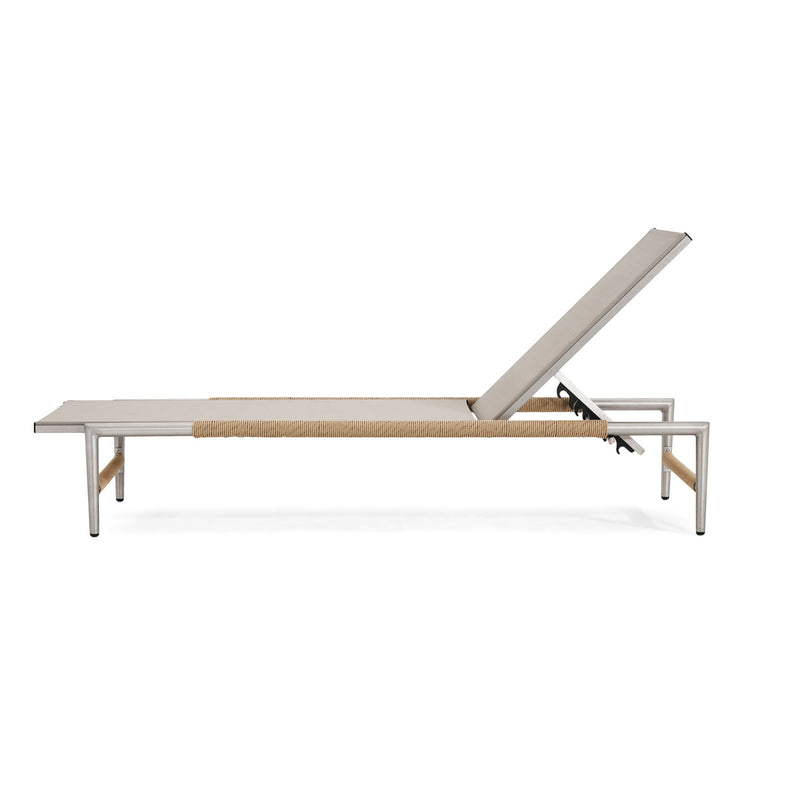 Hargrove - Outdoor Patio Aluminun Chaise Lounge, Outdoor Mesh Seat - Natural / Silver - R&R Furniture Gallery (Fountain Valley, CA)
