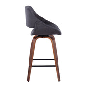 Lumi Source Fabrico mid-century modern counter stool set of 2 with wooden seats and sleek metal legs.