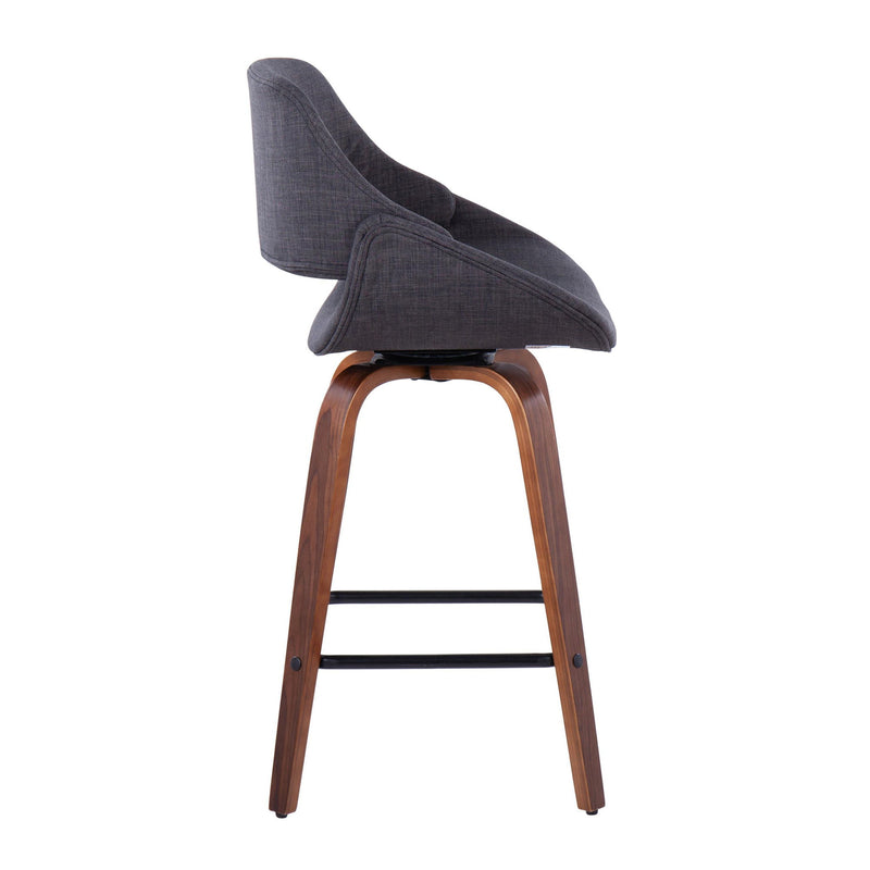 Lumi Source Fabrico mid-century modern counter stool set of 2 with wooden seats and sleek metal legs.