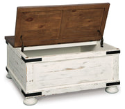 Wystfield - Cocktail Table with Storage - White / Brown - R&R Furniture Gallery (Fountain Valley, CA)