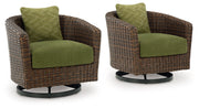 Horizon Hall - Swivel Lounge With Cushion - Brown / Green - R&R Furniture Gallery (Fountain Valley, CA)