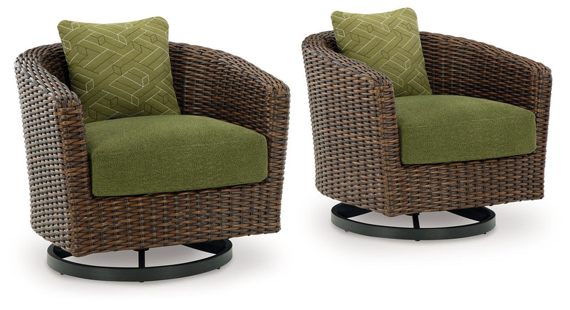 Horizon Hall - Swivel Lounge With Cushion - Brown / Green - R&R Furniture Gallery (Fountain Valley, CA)