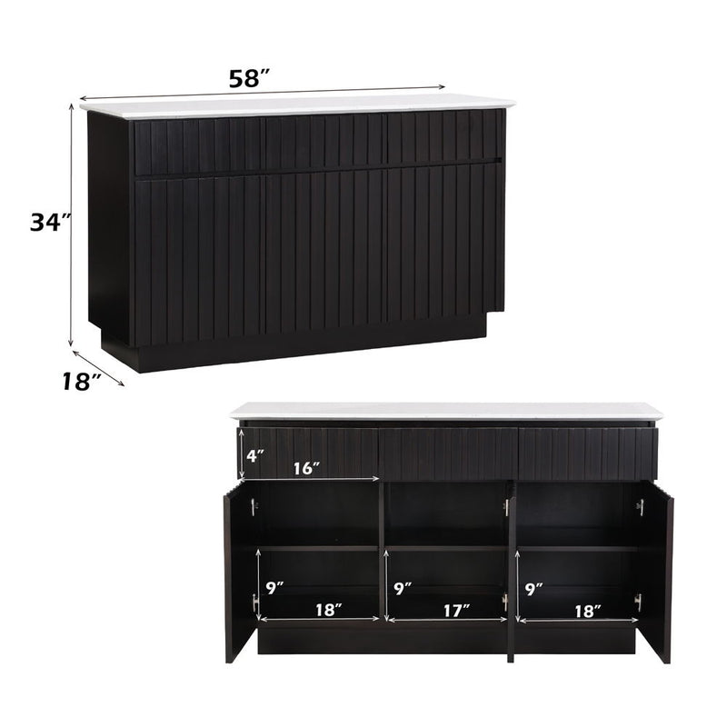 Jaramillo - Server - Engineering Marble Top & Black - R&R Furniture Gallery (Fountain Valley, CA)