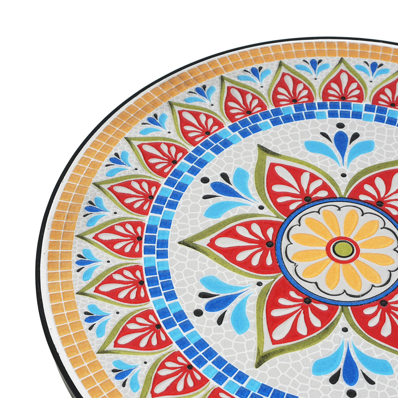 Outdoor Round Side Table With Mosaic Style Top And Curved Iron Legs - R&R Furniture Gallery (Fountain Valley, CA)