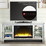 Noralie - 28" TV Stand With Fireplace & LED - Mirrored & Faux Diamonds - R&R Furniture Gallery (Fountain Valley, CA)
