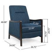 Contemporary fabric upholstered Drury pushback recliner by Noble House, showing a modern, cushioned armchair with a reclined back.