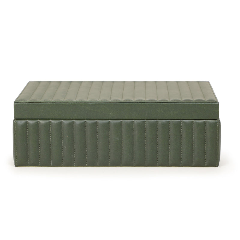 Eton - Ribbed Vegan Leather Hospitality Grade Storage Box - Green - R&R Furniture Gallery (Fountain Valley, CA)