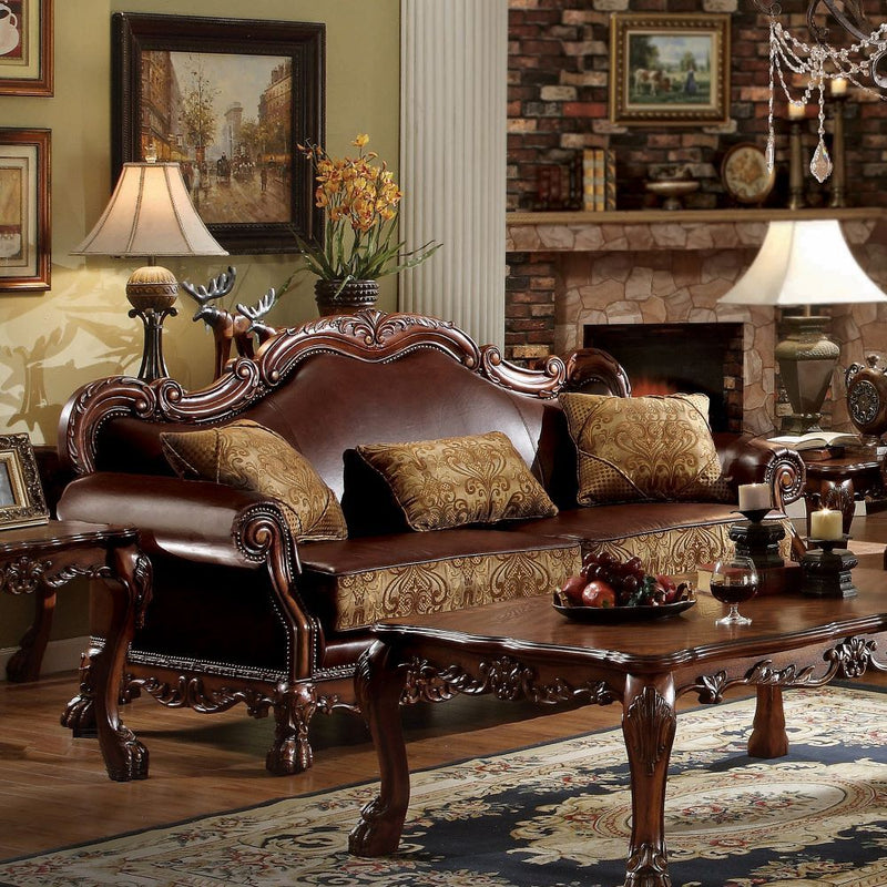 Dresden - Sofa - Bone PU & Gold Patina - R&R Furniture Gallery (Fountain Valley, CA)