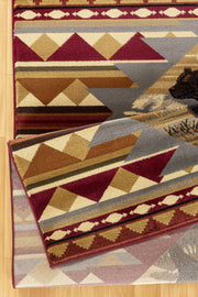 Nature's Nest - 5'3" X 7'3" Lodge Area Rug Polypropylene - Multi, Red - R&R Furniture Gallery (Fountain Valley, CA)