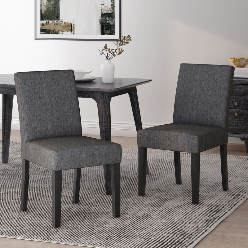 Noble House contemporary dining chair with upholstered seat and tapered wooden legs, part of a stylish chair set.