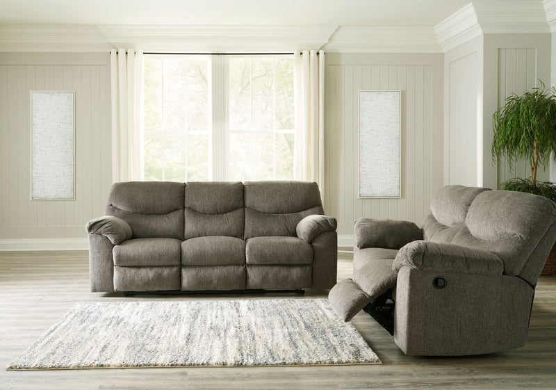 Signature Design by Ashley Alphons living room set with reclining sofas and loveseats, featuring plush upholstery and modern style.